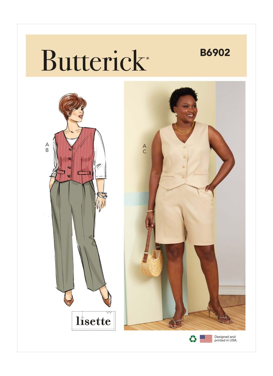 Butterick Sewing Pattern B6902 Lisette Women's Waistcoat, Trousers and Shorts