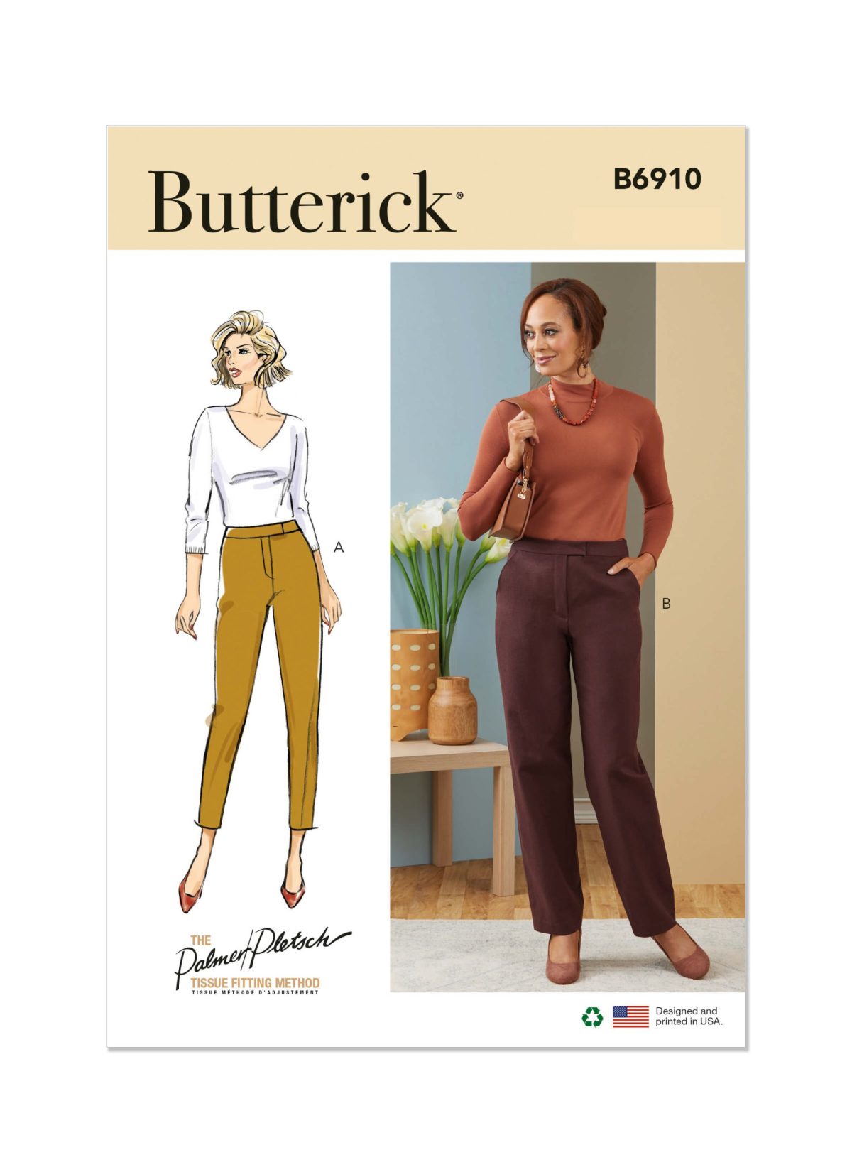 Butterick Sewing Pattern B6910 Misses' Contour Band Pants by Palmer/Pletsch