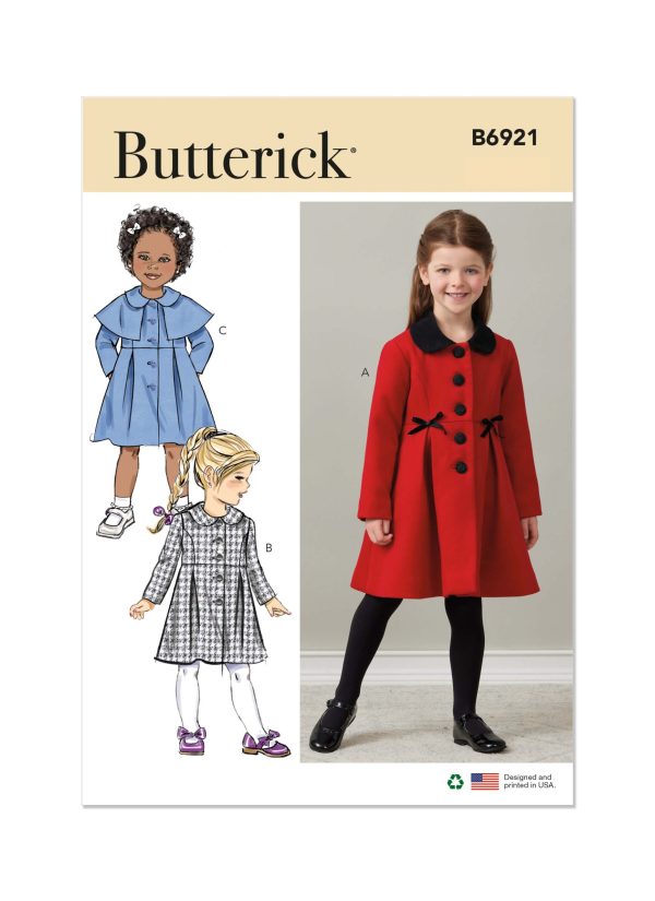 Butterick Sewing Pattern B6921 Children's Coat