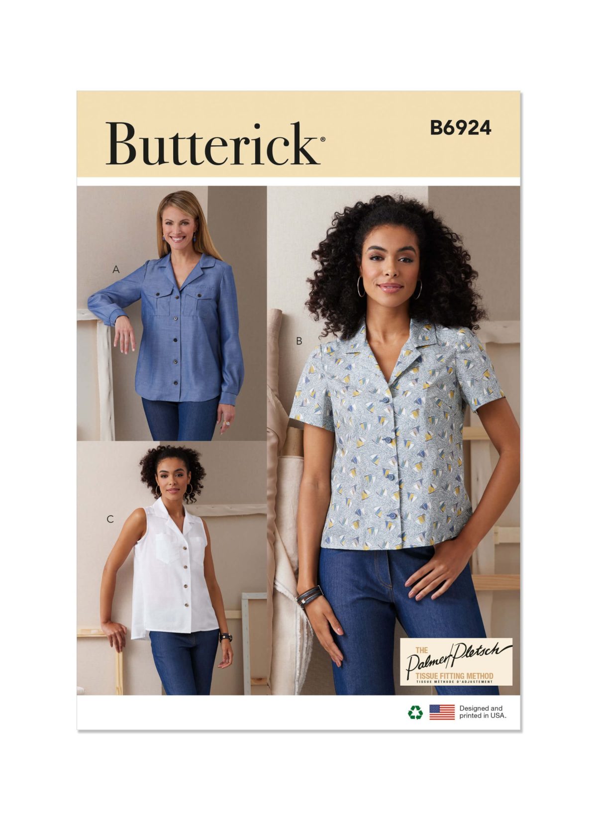 Butterick Sewing Pattern B6924 Misses' Shirts By Palmer/Pletsch