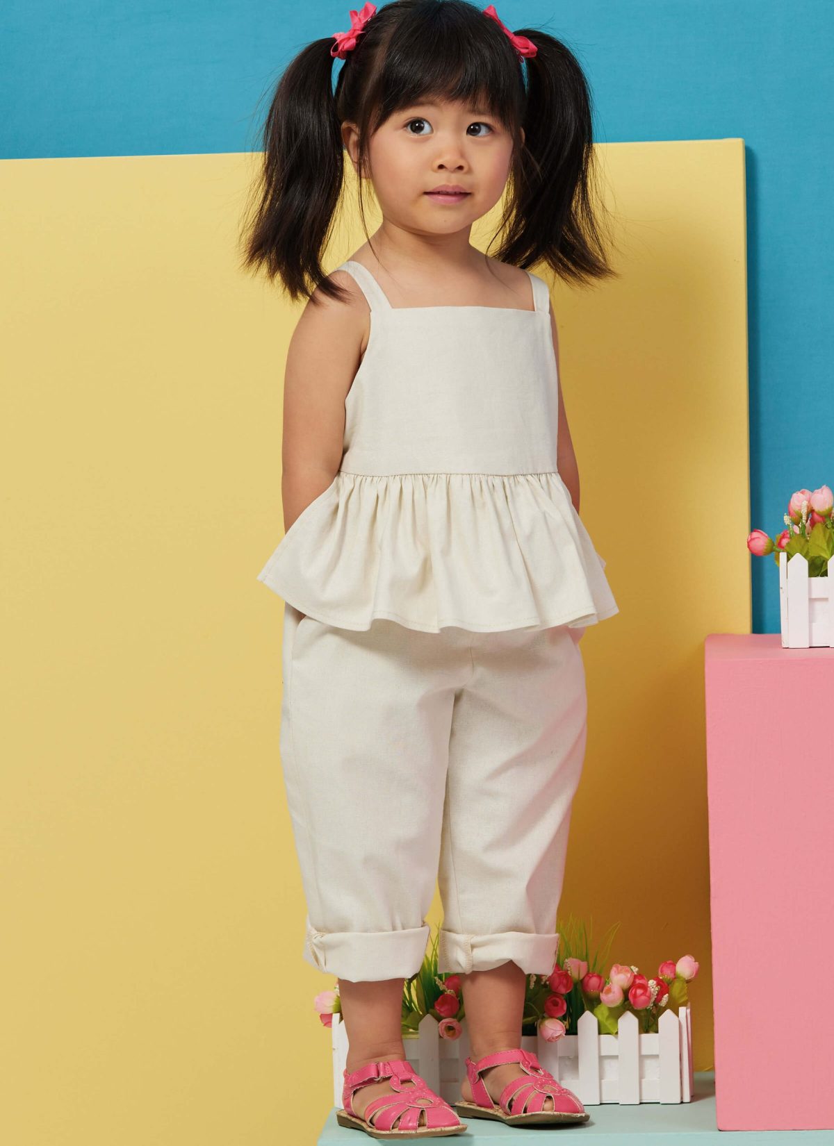 Butterick Sewing Pattern B6936 Toddlers' Overalls and Dress