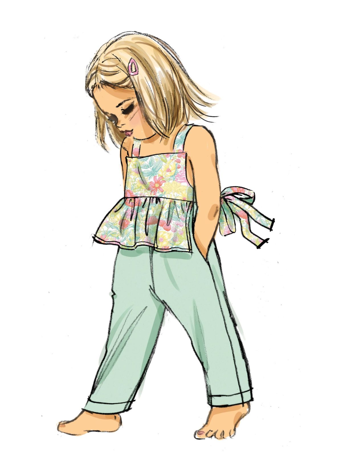 Butterick Sewing Pattern B6936 Toddlers' Overalls and Dress