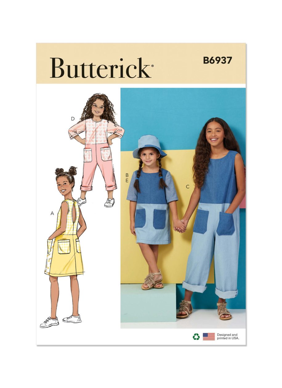 Butterick Sewing Pattern B6937 Children's and Girls' Dress, Romper and Hat