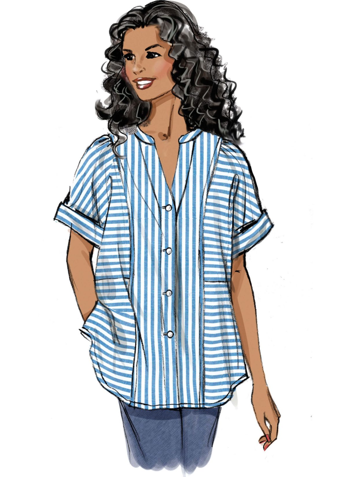 Butterick Sewing Pattern B6943 Misses' Top with Short or Long Sleeves
