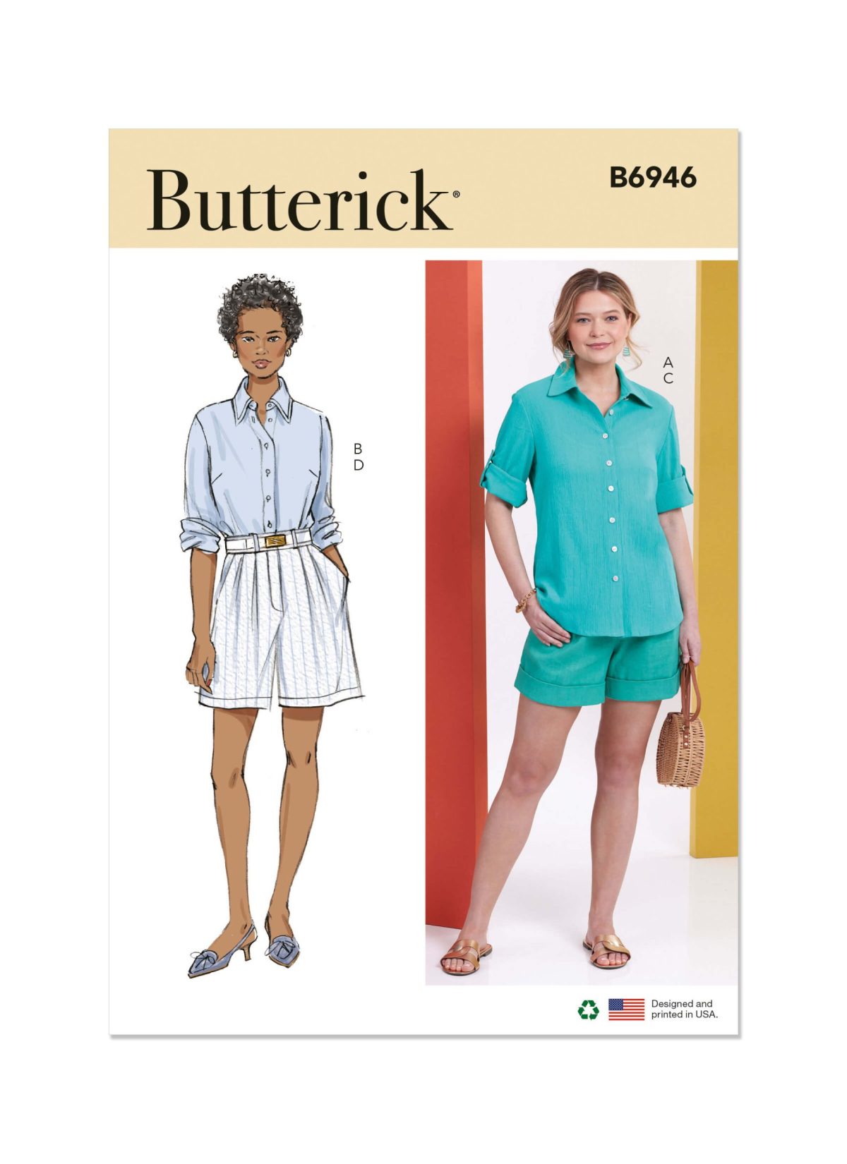 Butterick Sewing Pattern B6946 Misses' Shirts and Shorts