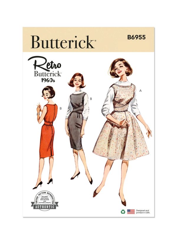 Butterick Sewing Pattern B6955 Misses' Vintage Pinafore Dress