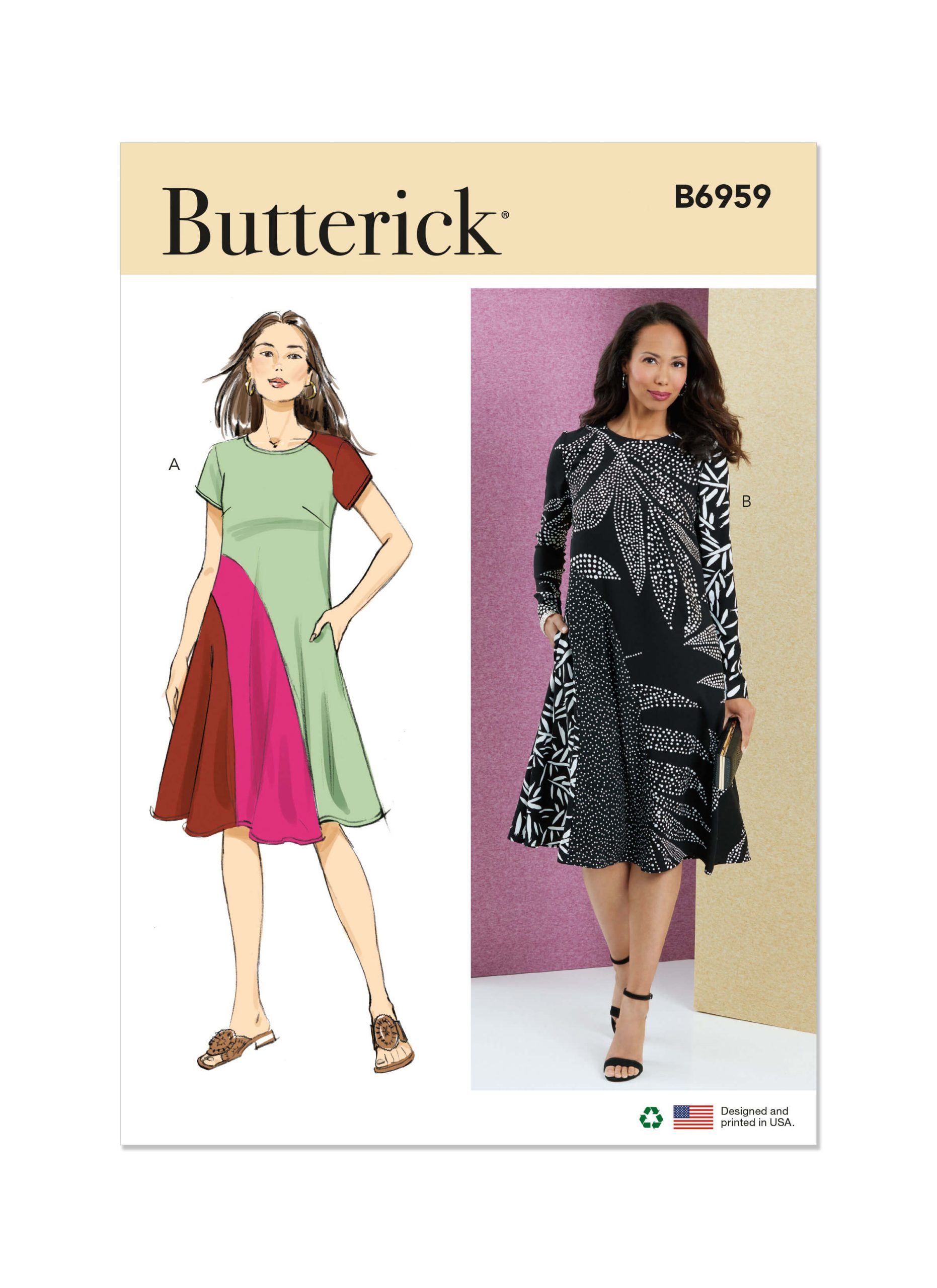 Butterick Sewing Pattern B6959 Misses’ Dress with Short and Long Sleeves