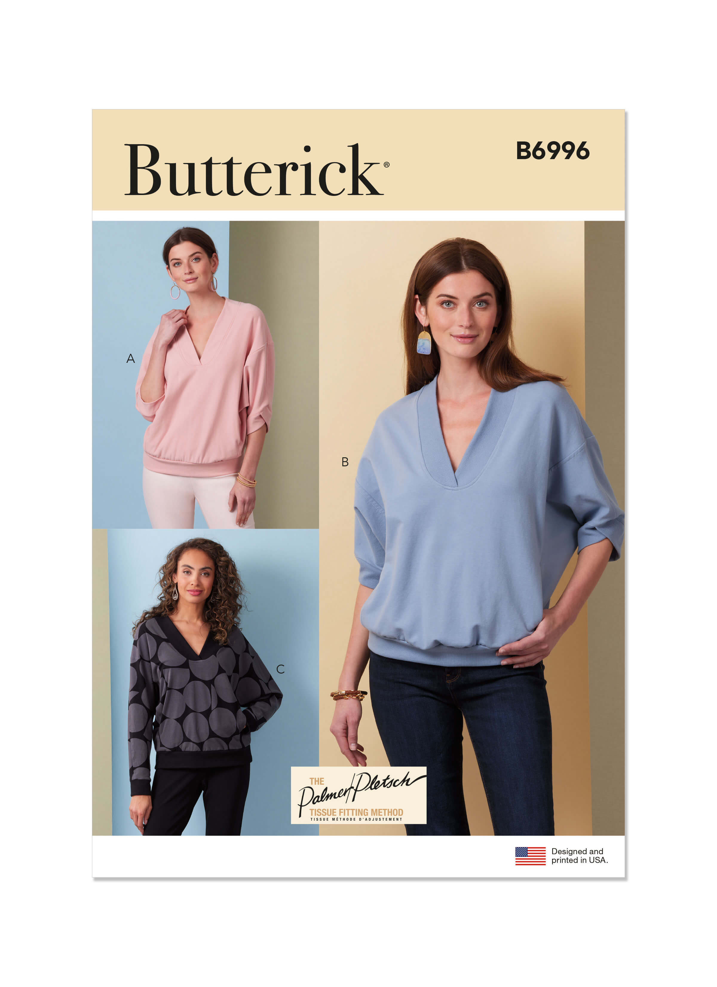 Butterick Sewing Pattern B6996 Misses' Knit Tops by Palmer/Pletsch