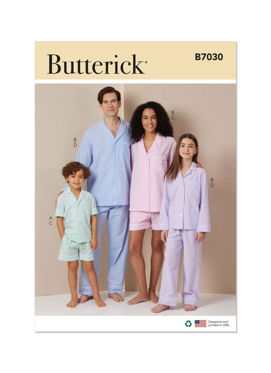 Butterick Sewing Pattern B7030 Girls' and Boys' and Adults' Shirts, Shorts and Trousers