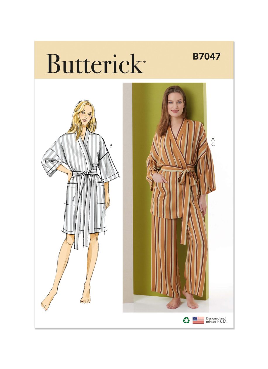 Butterick Sewing Pattern B7047 Misses’ Robe in Two Lengths and Trousers ...