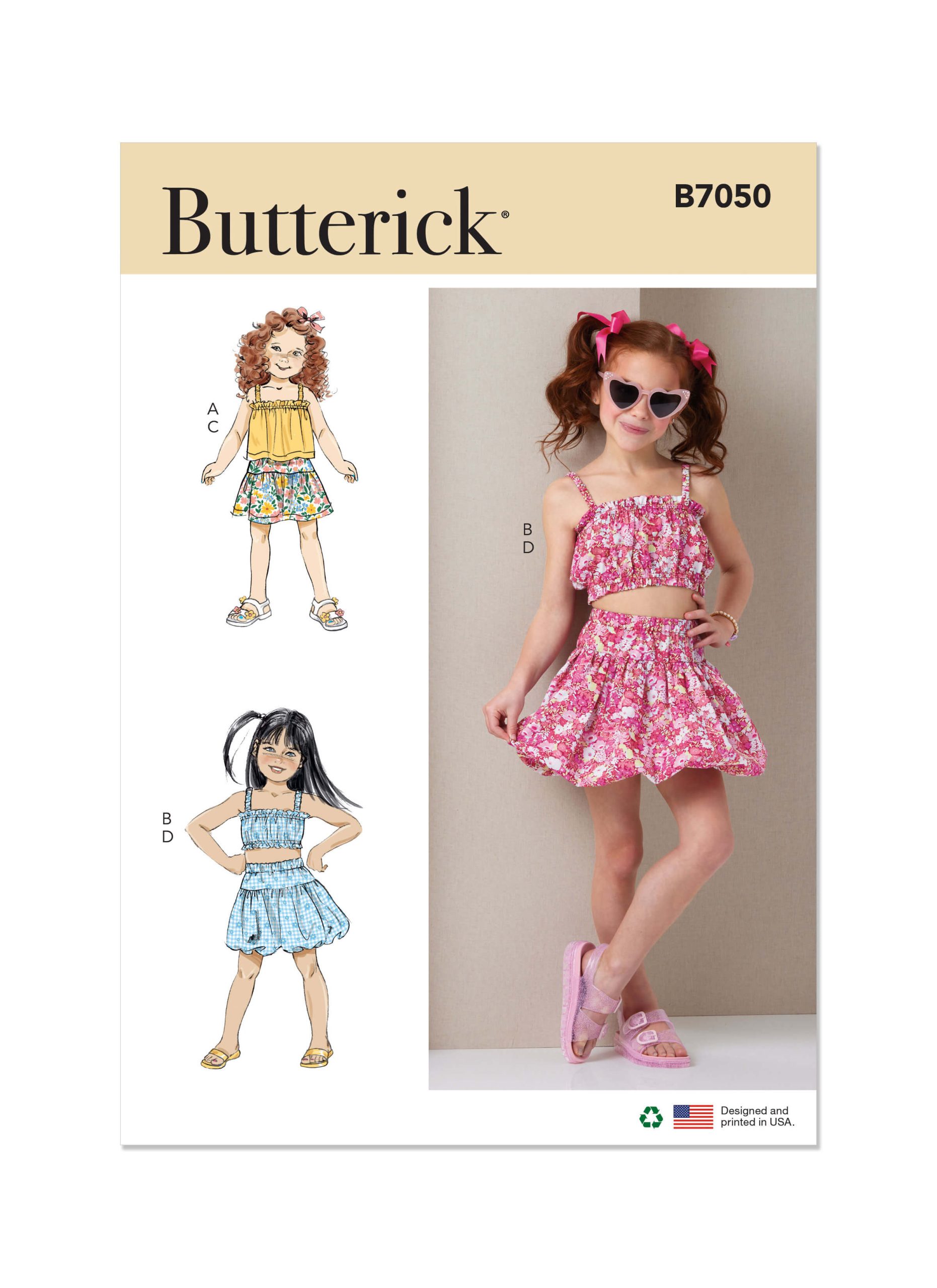Butterick Sewing Pattern B7050 Children’s Tops and Skirts