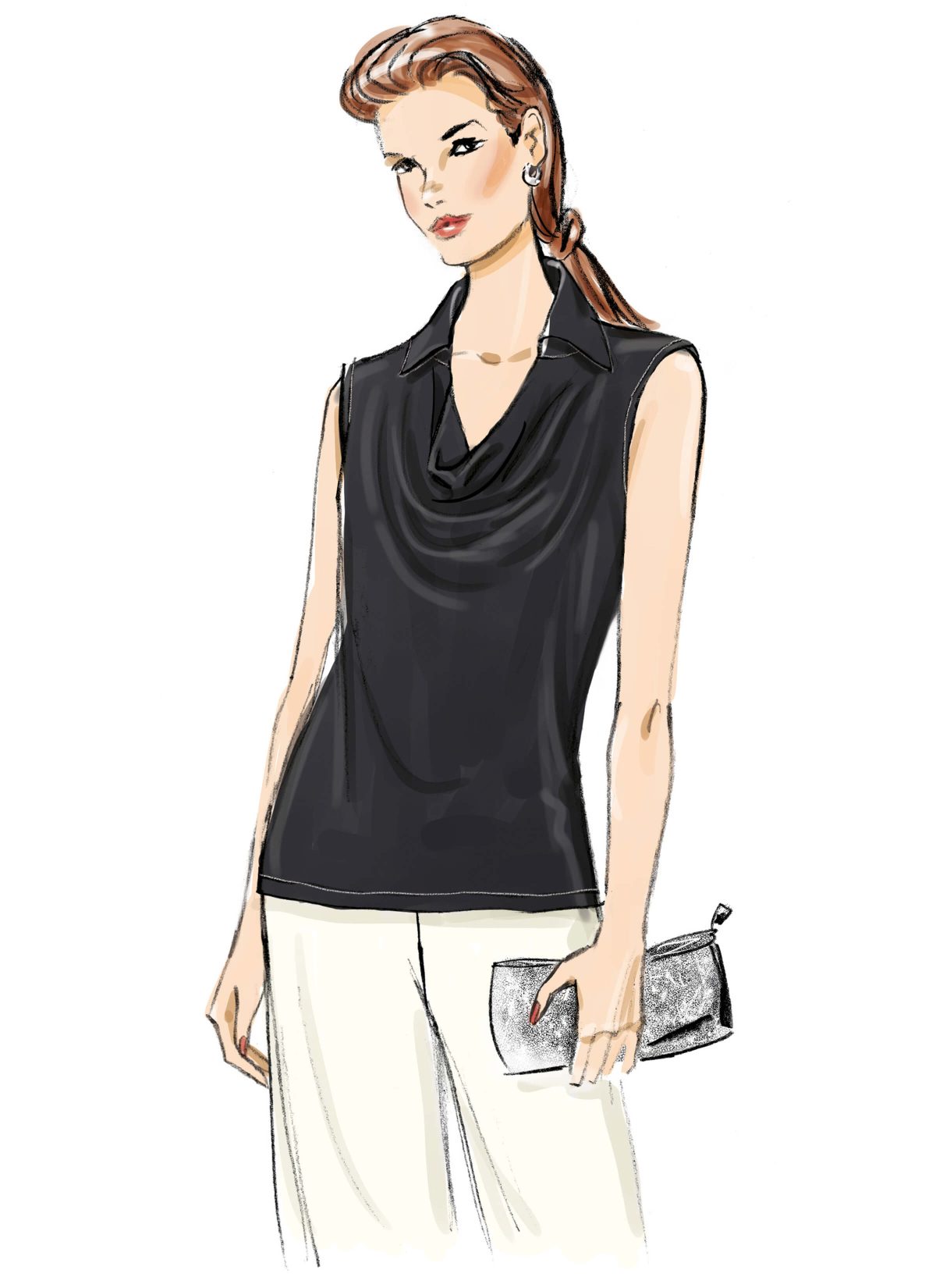 Butterick Sewing Pattern B7056 Misses' Cowl Neck Blouse with Sleeve Variations