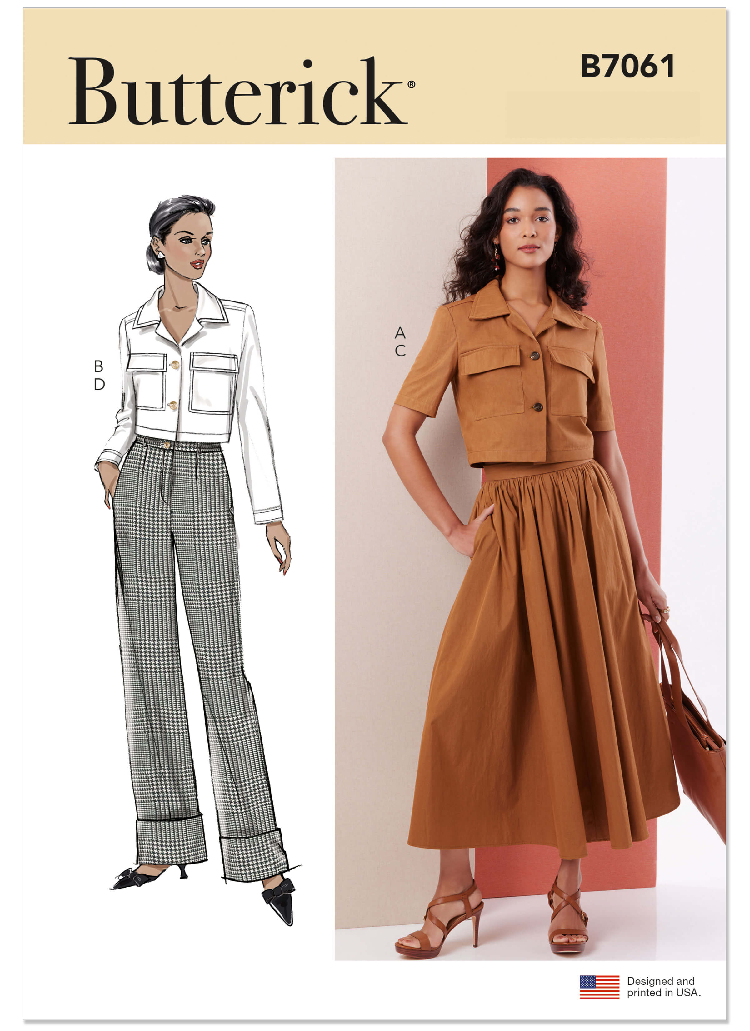 Butterick Sewing Pattern B7061 Misses' and Miss Petite Jacket with Sleeve Variations, Skirt and Trousers