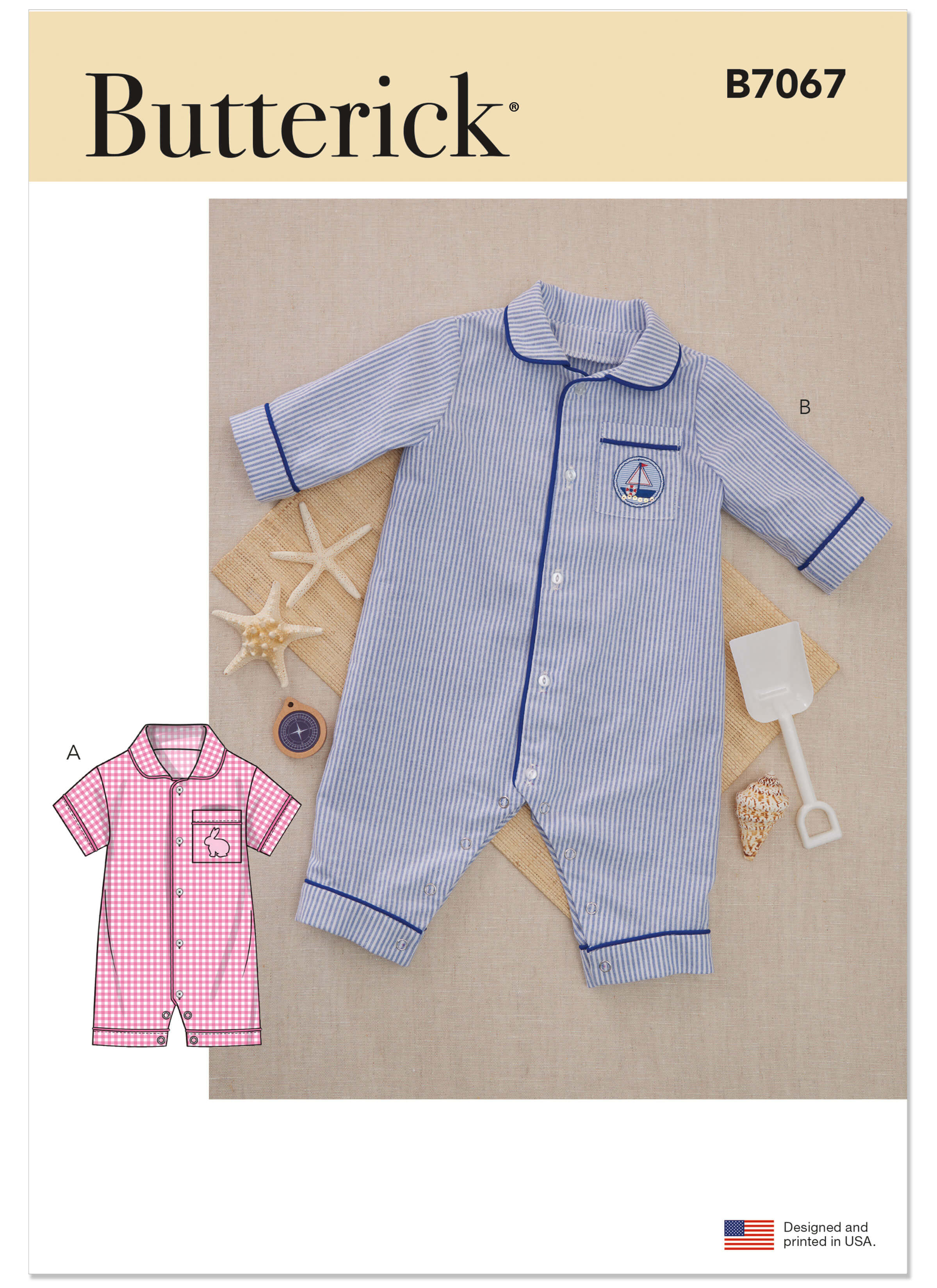 Butterick Sewing Pattern B7067 Babies' Jumpsuit in Two Lengths