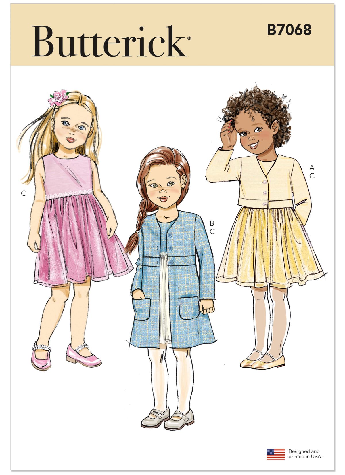 Butterick Sewing Pattern B7068 Children's Jacket, Coat and Dress
