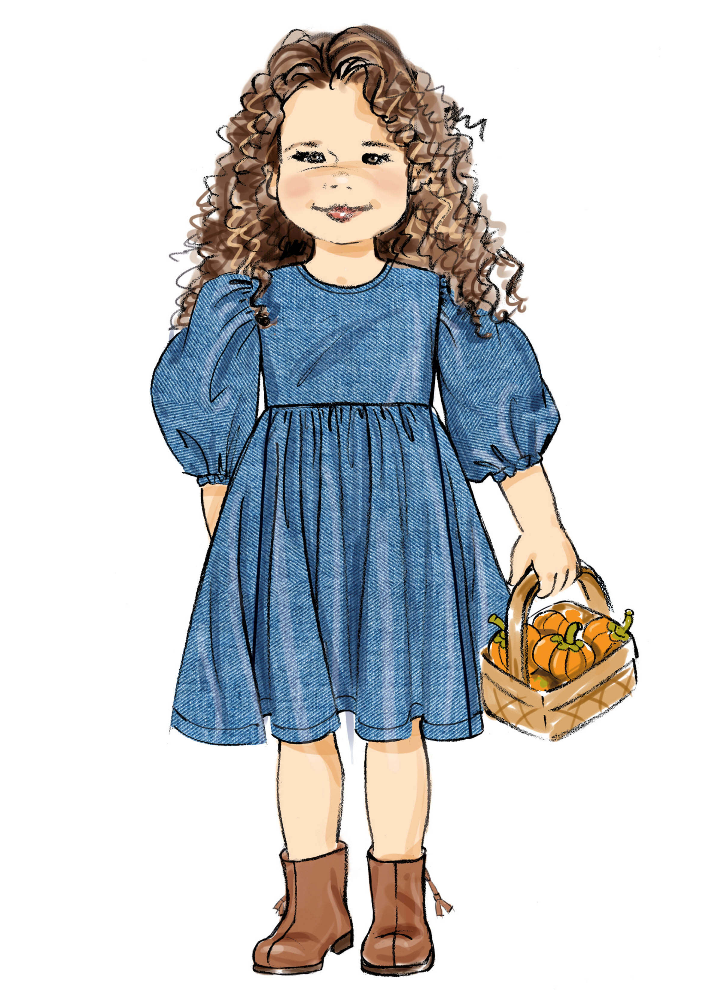 Butterick Sewing Pattern B7069 Children's Gathered Dress with Sleeve Variations