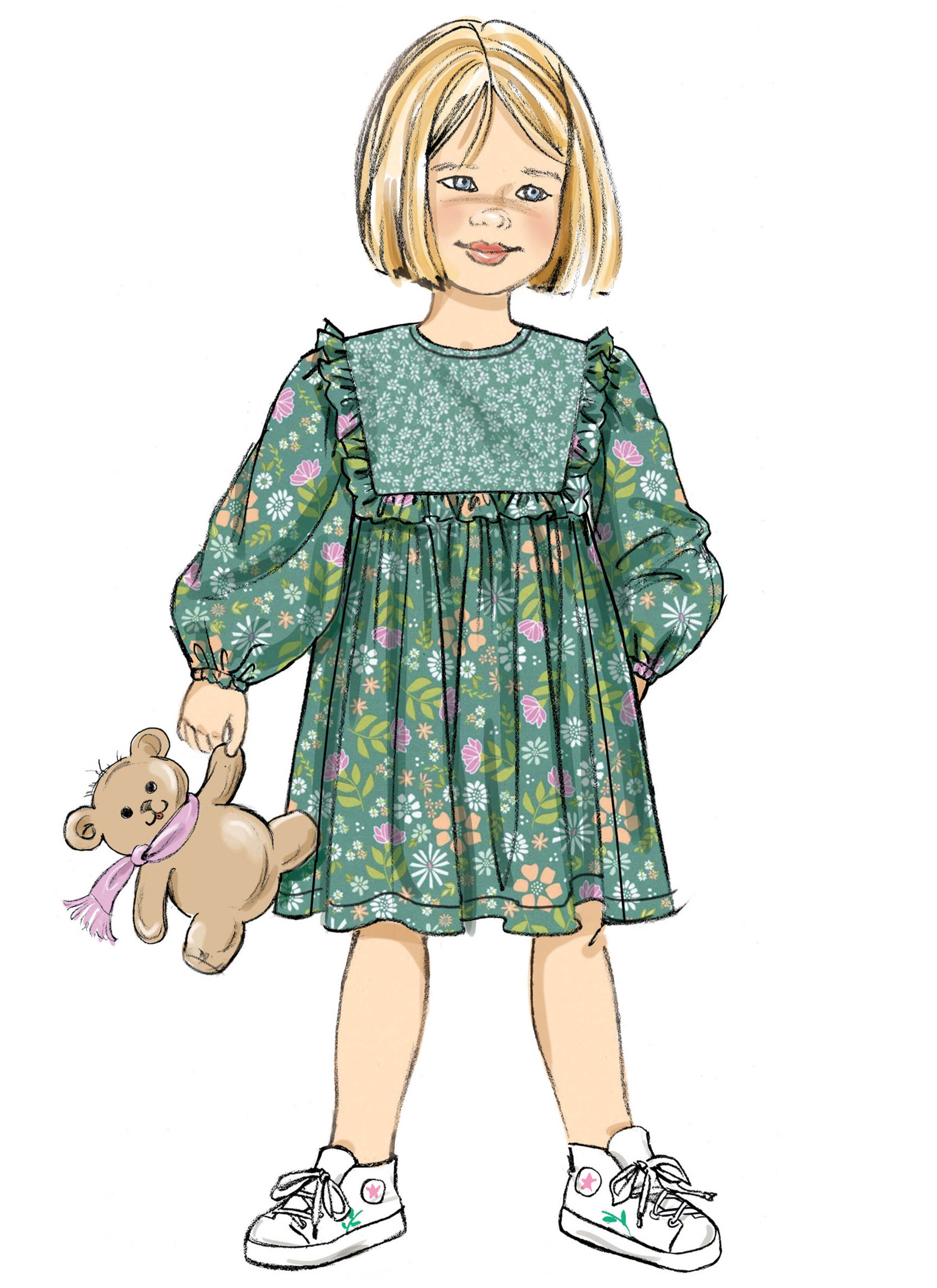 Butterick Sewing Pattern B7069 Children's Gathered Dress with Sleeve Variations