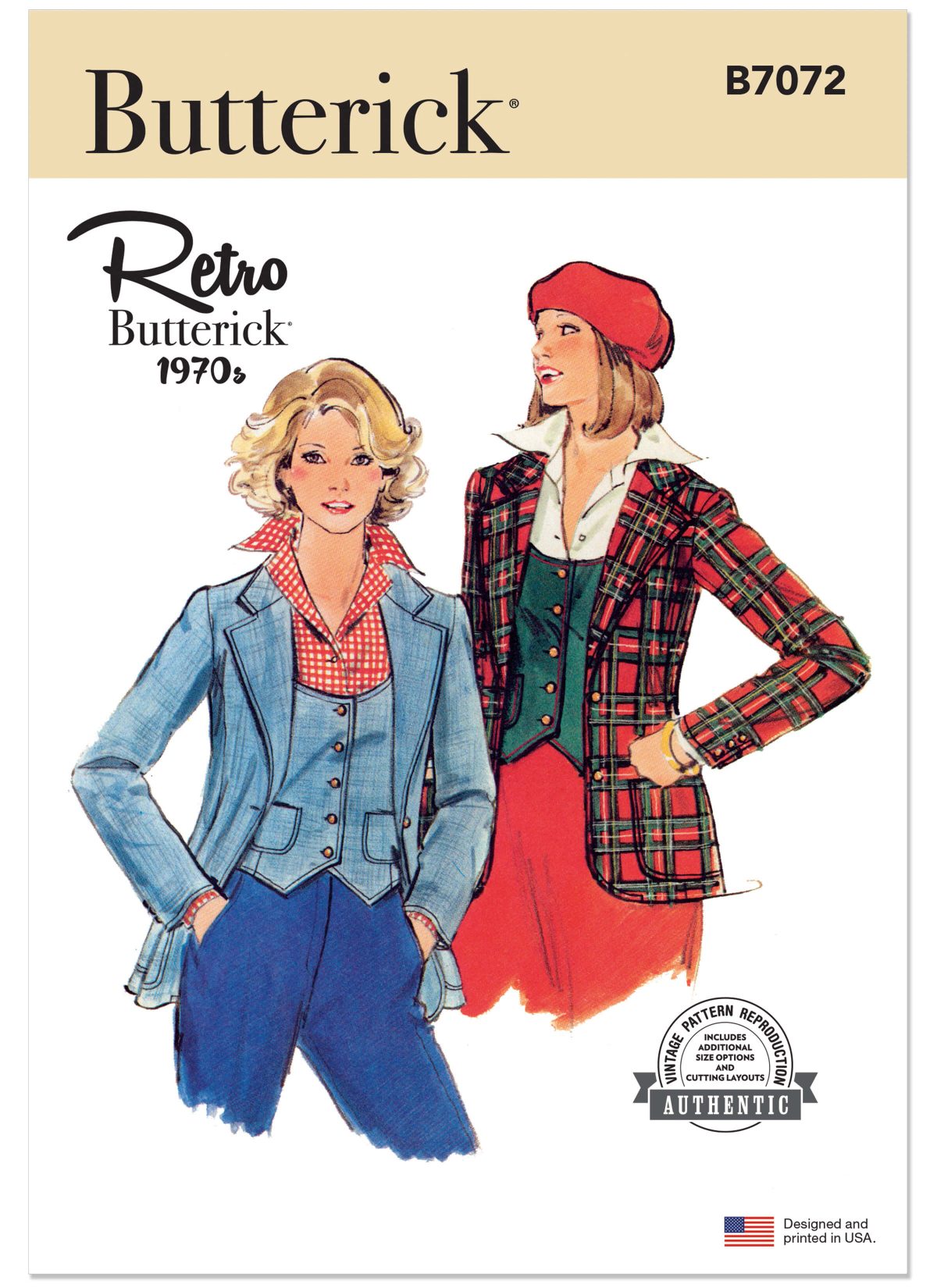 Butterick Sewing Pattern B7072 Misses' Waistcoat and Jacket