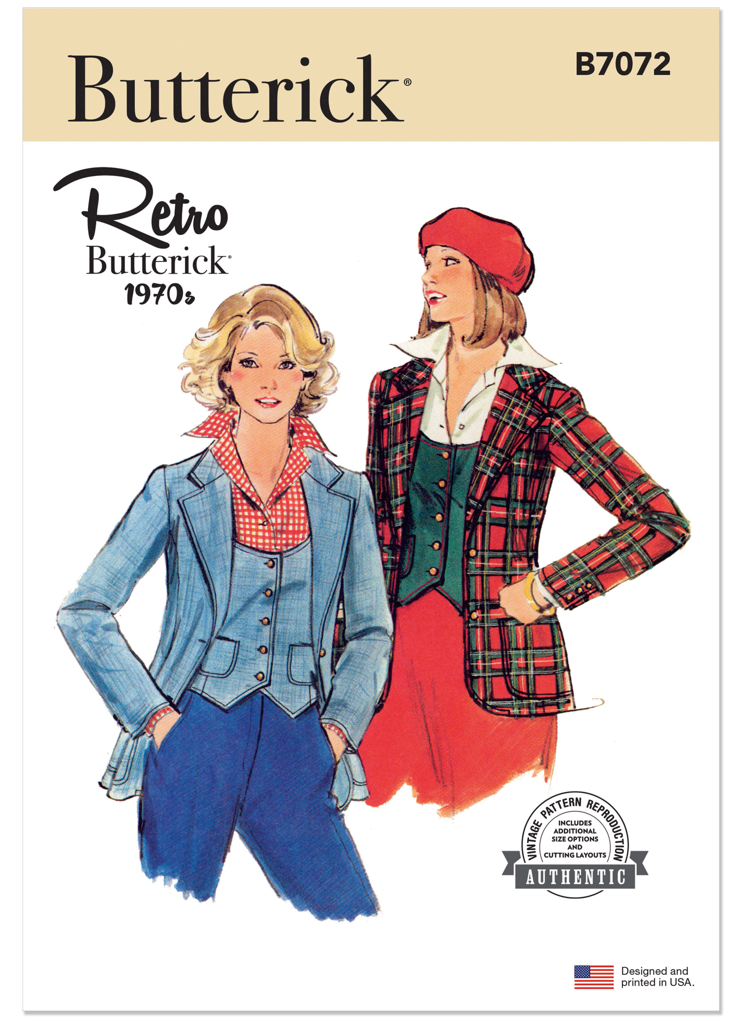 Butterick Sewing Pattern B7072 Misses' Waistcoat and Jacket