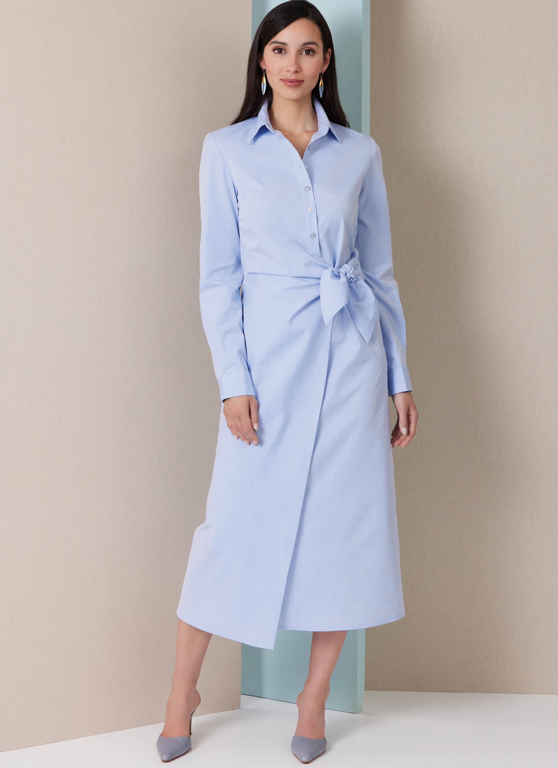 Butterick Sewing Pattern B7075 Misses' Wrap Front Shirtdress in Two Lengths