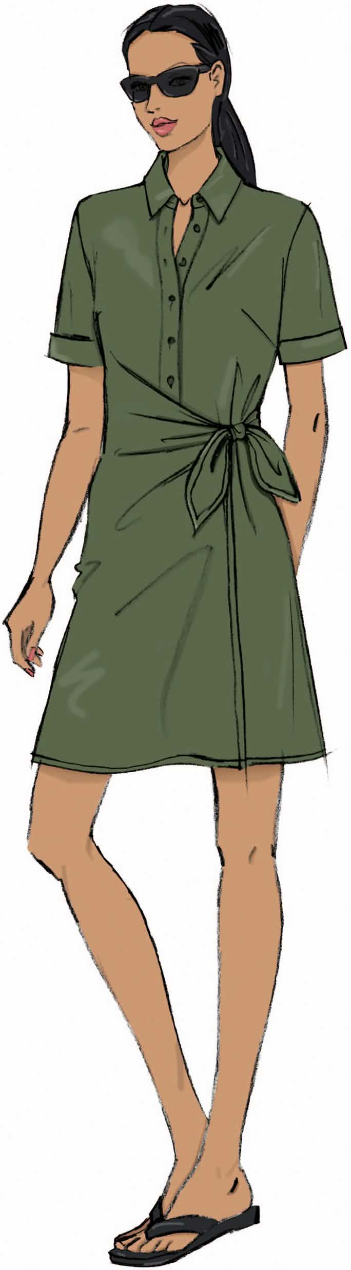 Butterick Sewing Pattern B7075 Misses' Wrap Front Shirtdress in Two Lengths