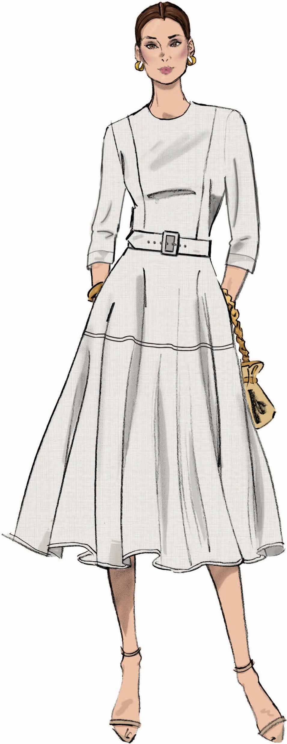 Butterick Sewing Pattern B7077 Misses' Fit and Flare Dress with Belt