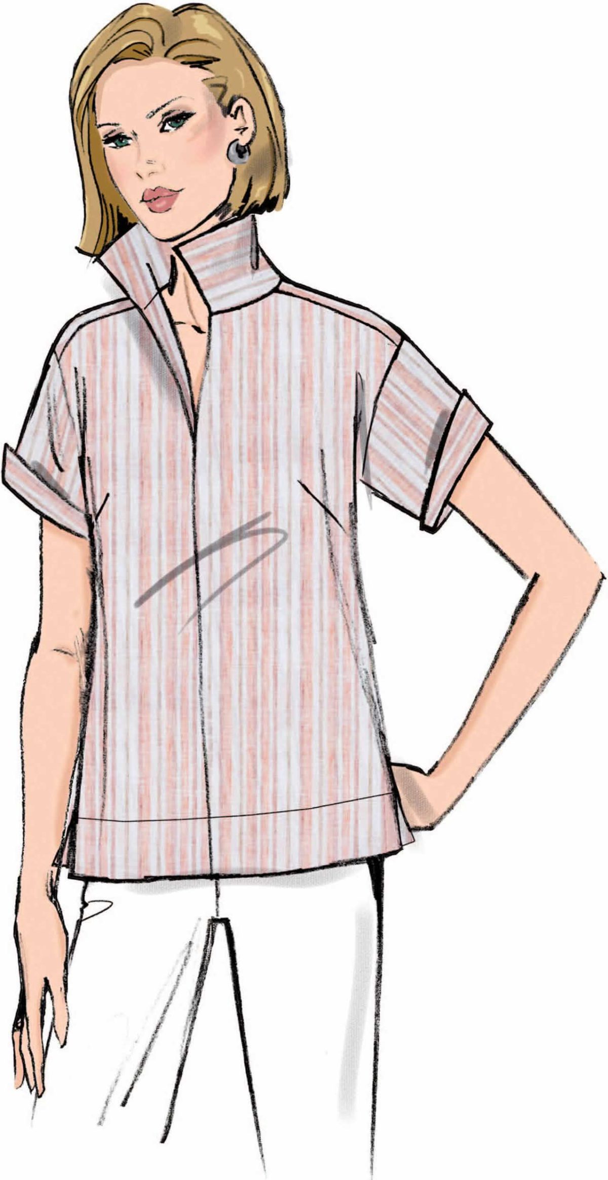 Butterick Sewing Pattern B7080 Misses' Stand Collar Blouse with Sleeve Variations