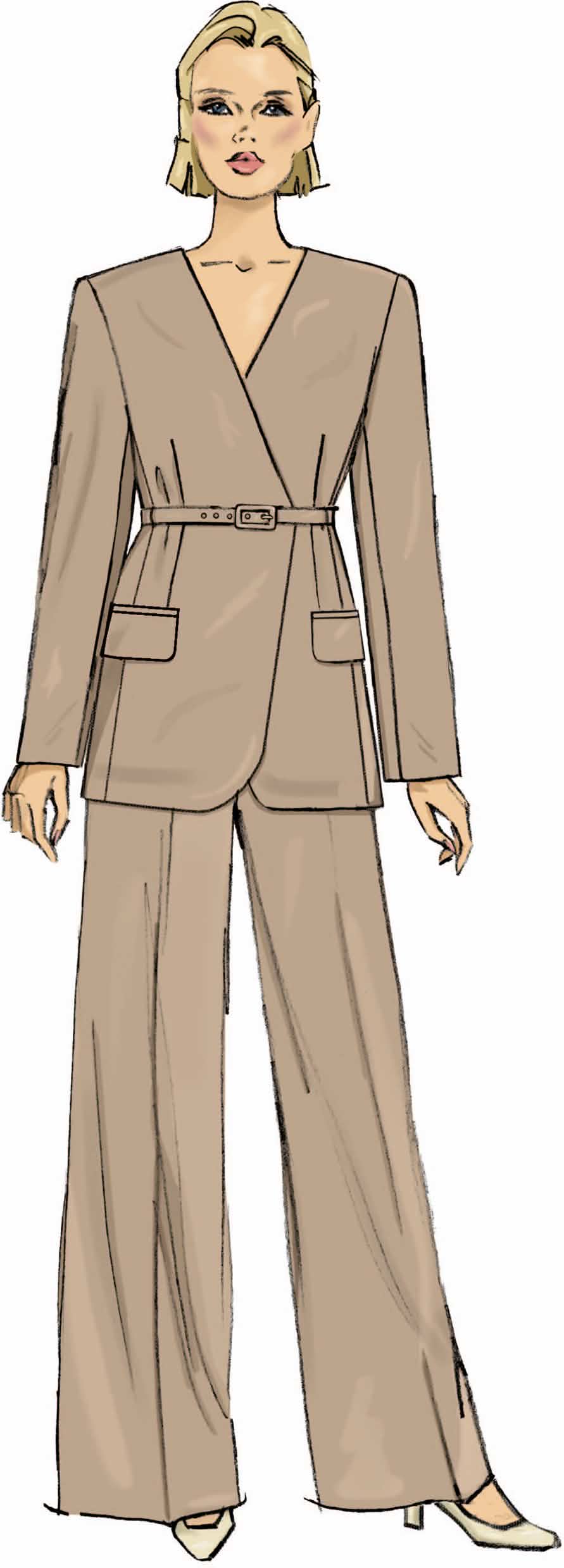 Butterick Sewing Pattern B7081 Misses' Jacket with Belt and Trousers