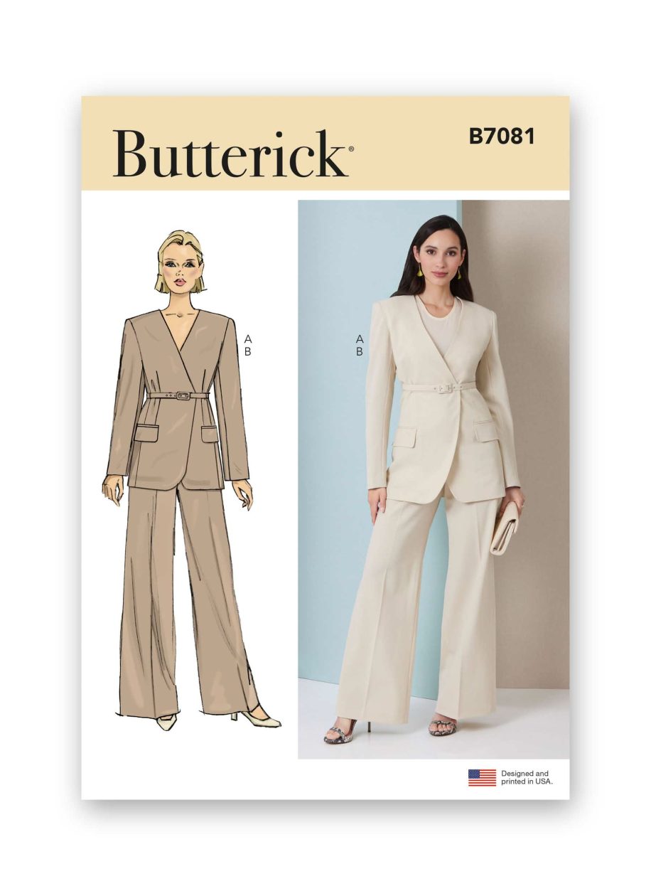 Butterick Sewing Pattern B7081 Misses' Jacket with Belt and Trousers