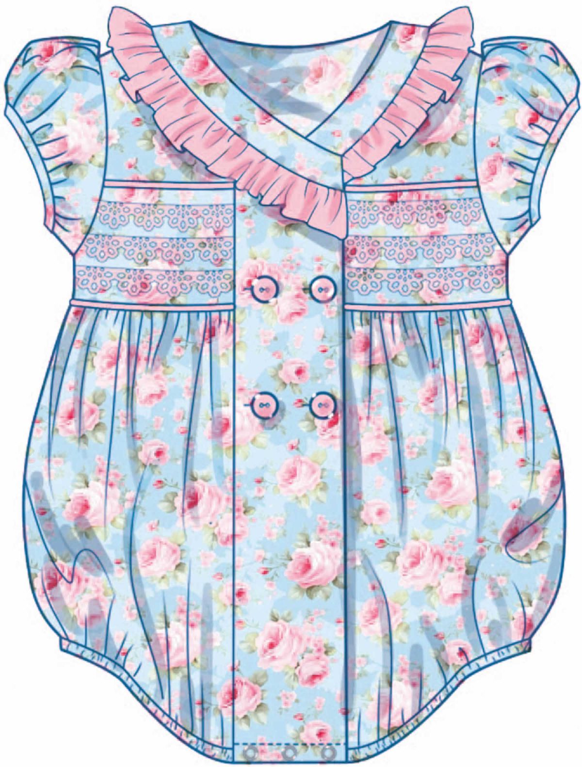 Butterick Sewing Pattern B7085 Babies' Romper with Sleeve Variations and Bonnet in sizes S-M-L