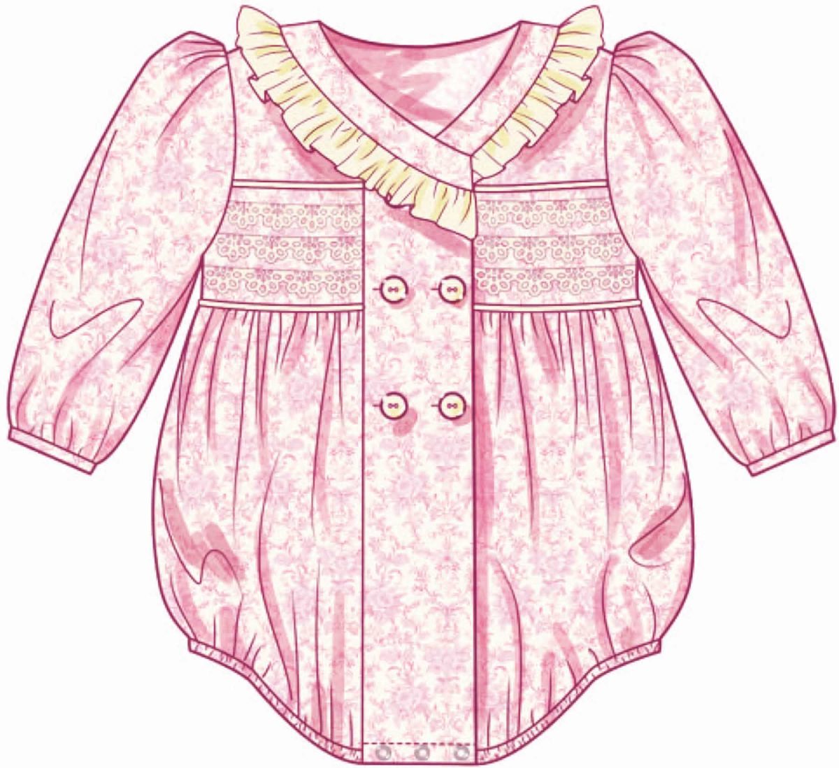 Butterick Sewing Pattern B7085 Babies' Romper with Sleeve Variations and Bonnet in sizes S-M-L