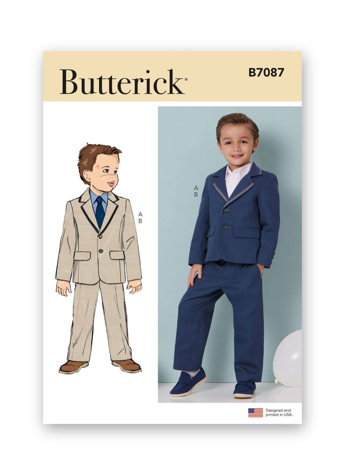 Butterick Sewing Pattern B7087 Boys' Blazer and Trousers