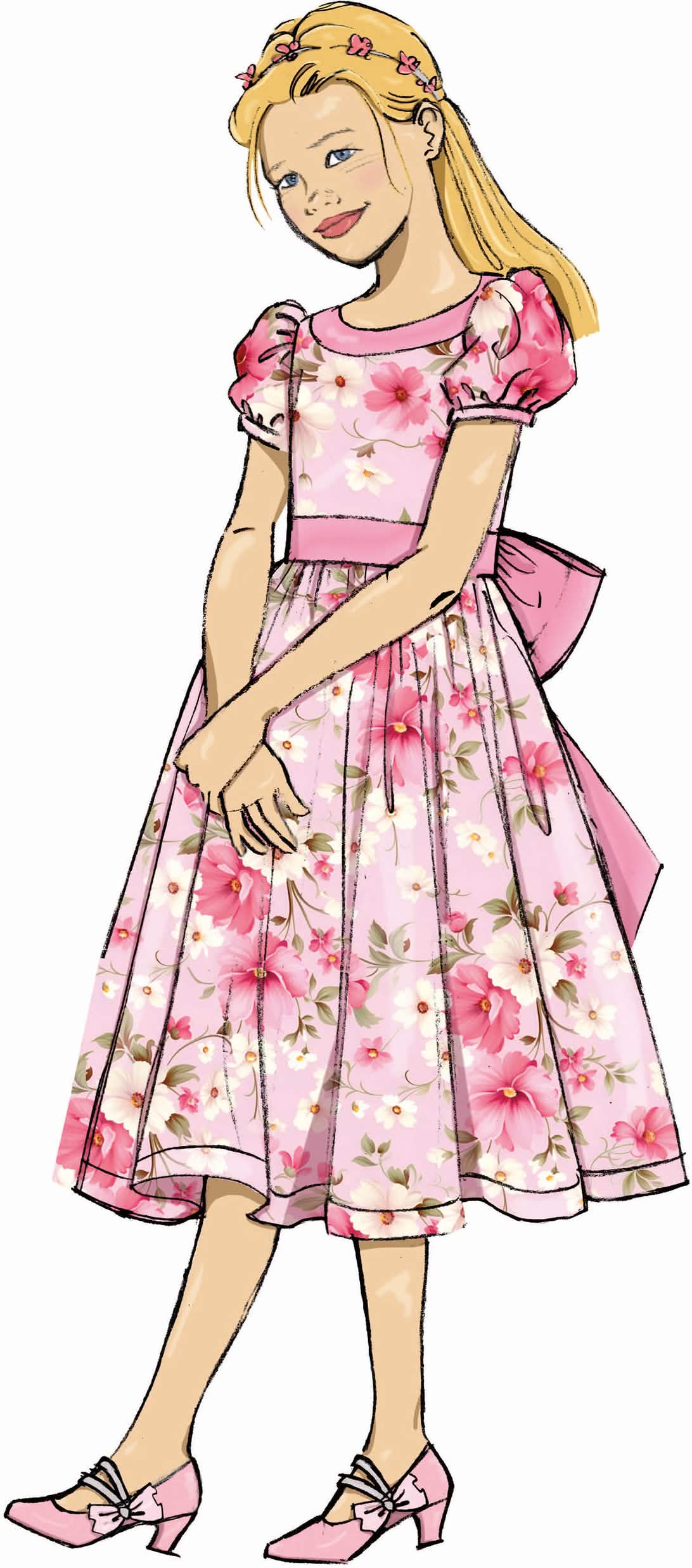 Butterick Sewing Pattern B7089 Girls' Dress with Sleeve Variations