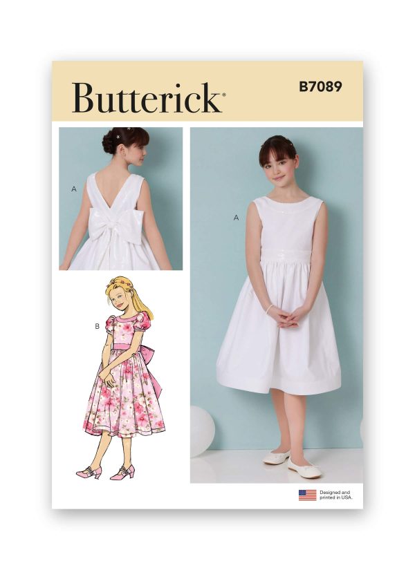 Butterick Sewing Pattern B7089 Girls' Dress with Sleeve Variations