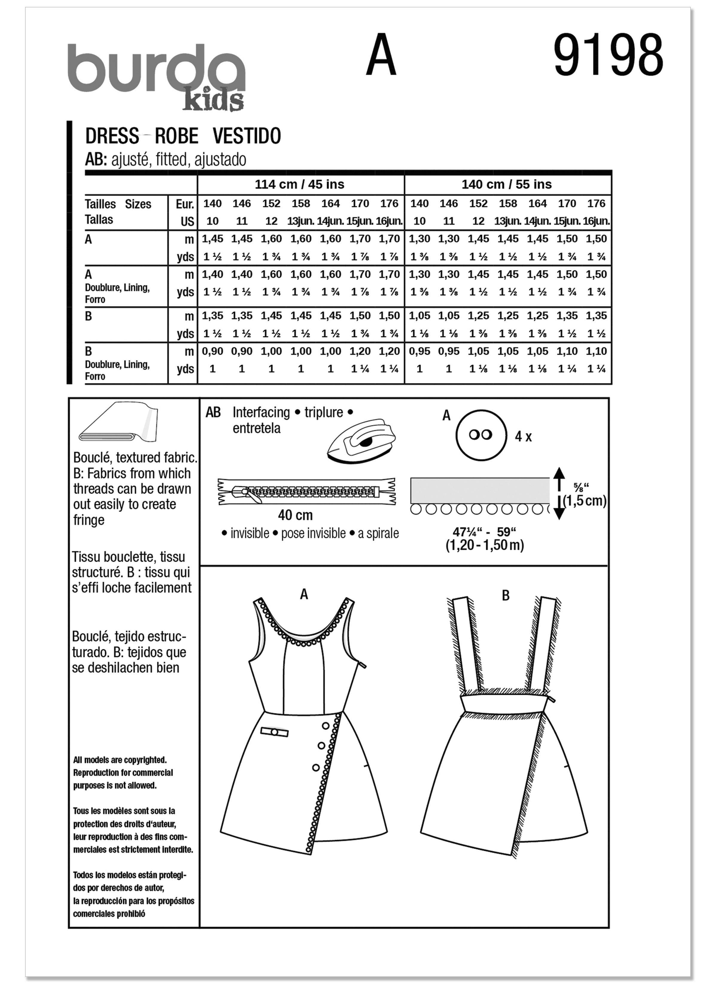 Burda Style Sewing Pattern 9198 Children's Dress and Skirt