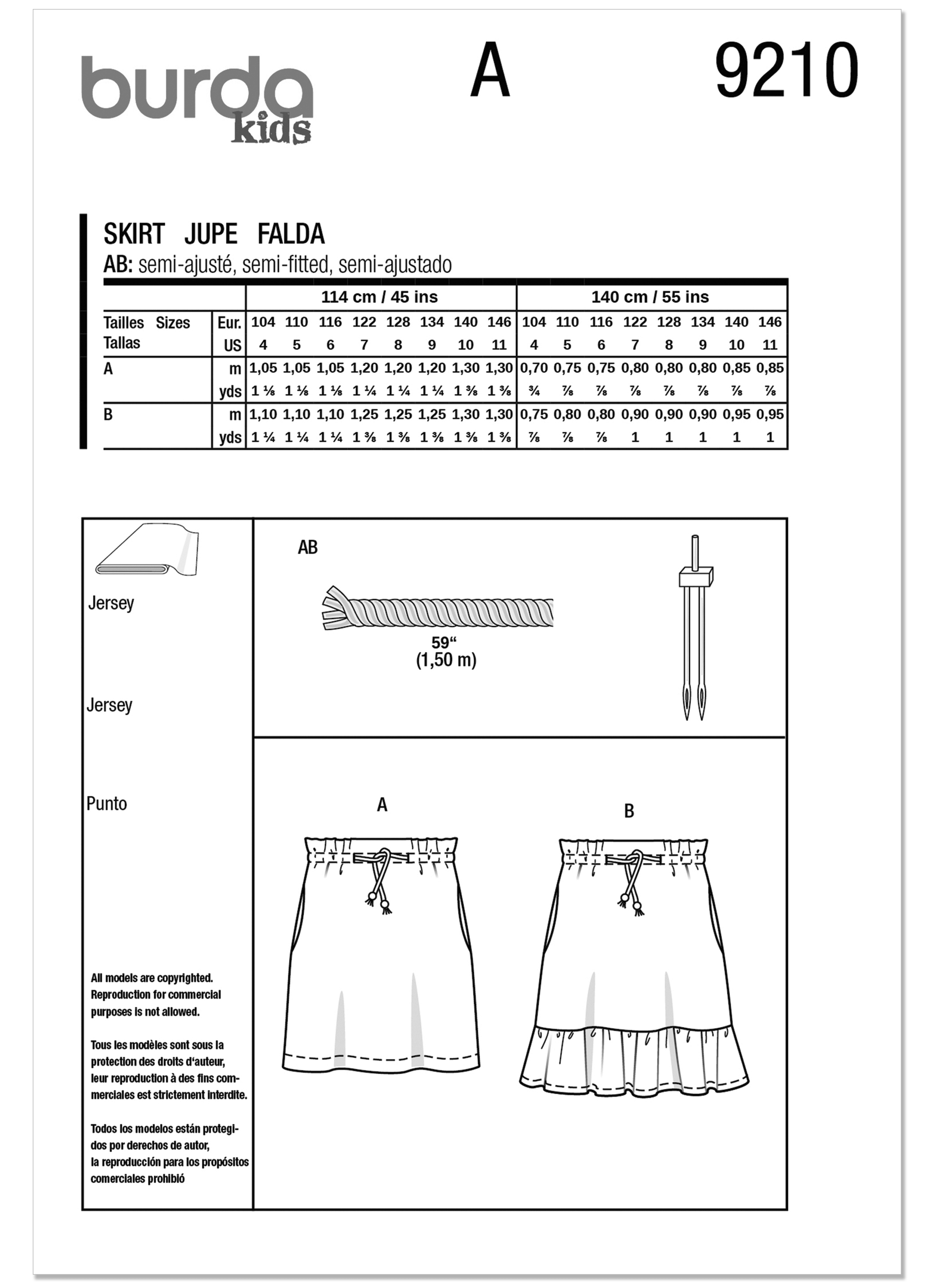 Burda Style Sewing Pattern 9210 Children's Mini Skirts