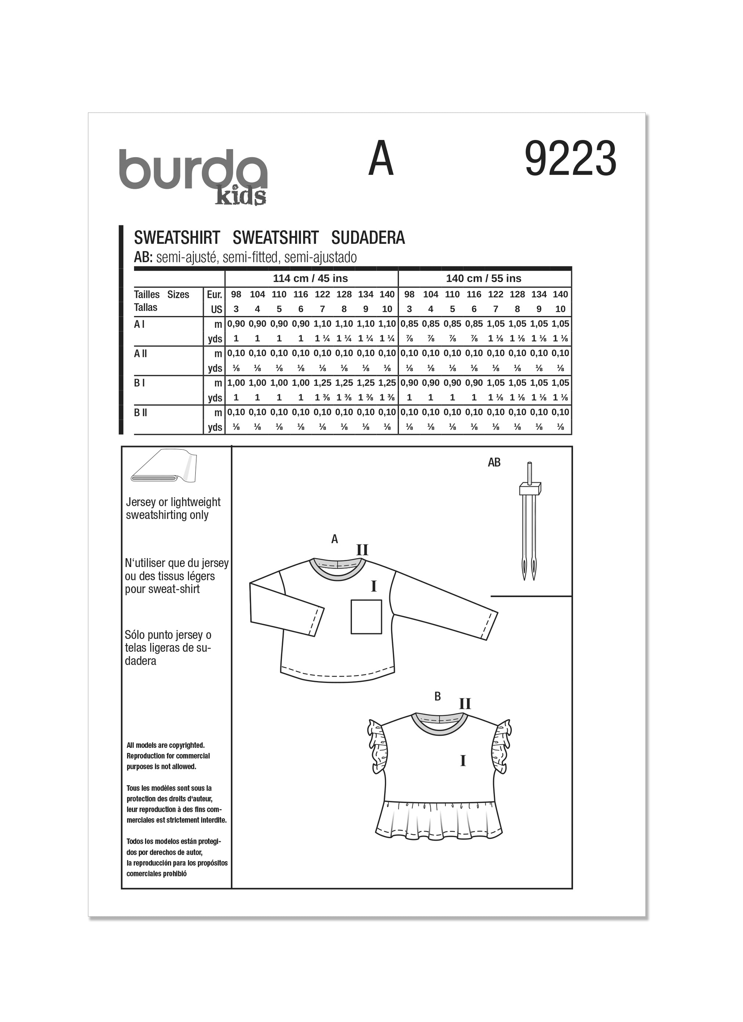 Burda Style Pattern 9223 Children's Top