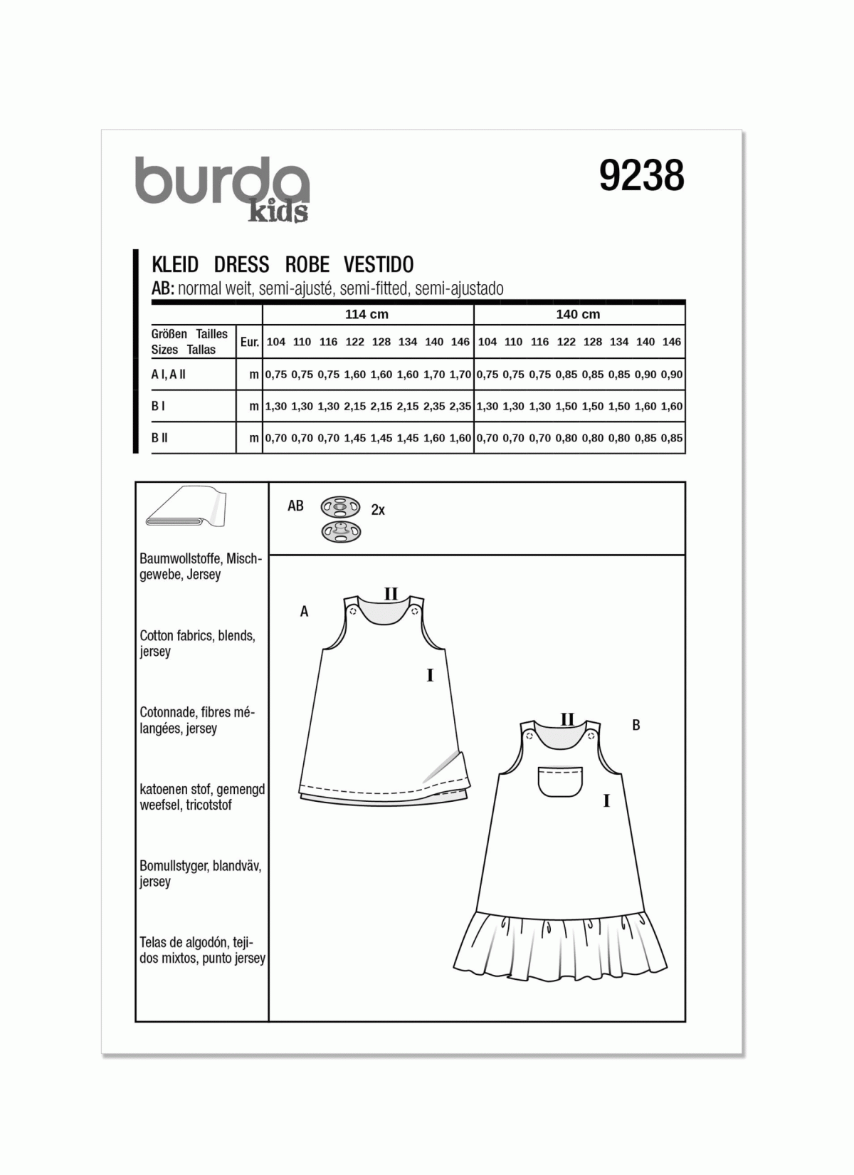 Burda Style Pattern B9238 Children's Dress