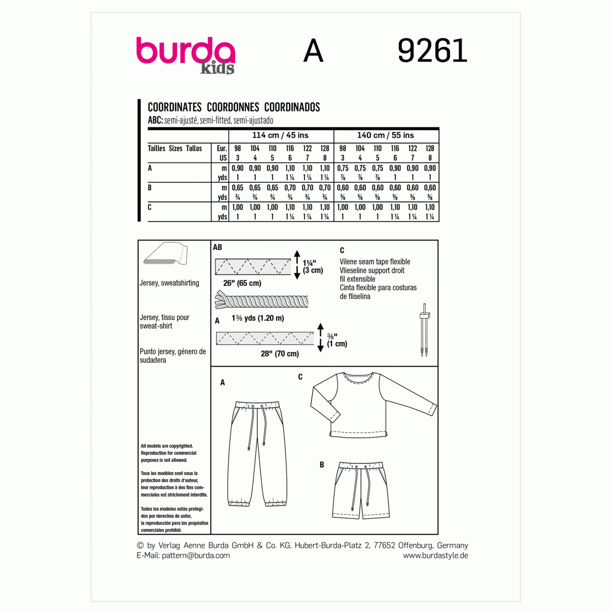 Burda Style Pattern 9261 Children's Trousers and Top