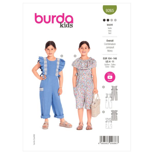Burda Style Pattern 9265 Children's Overalls