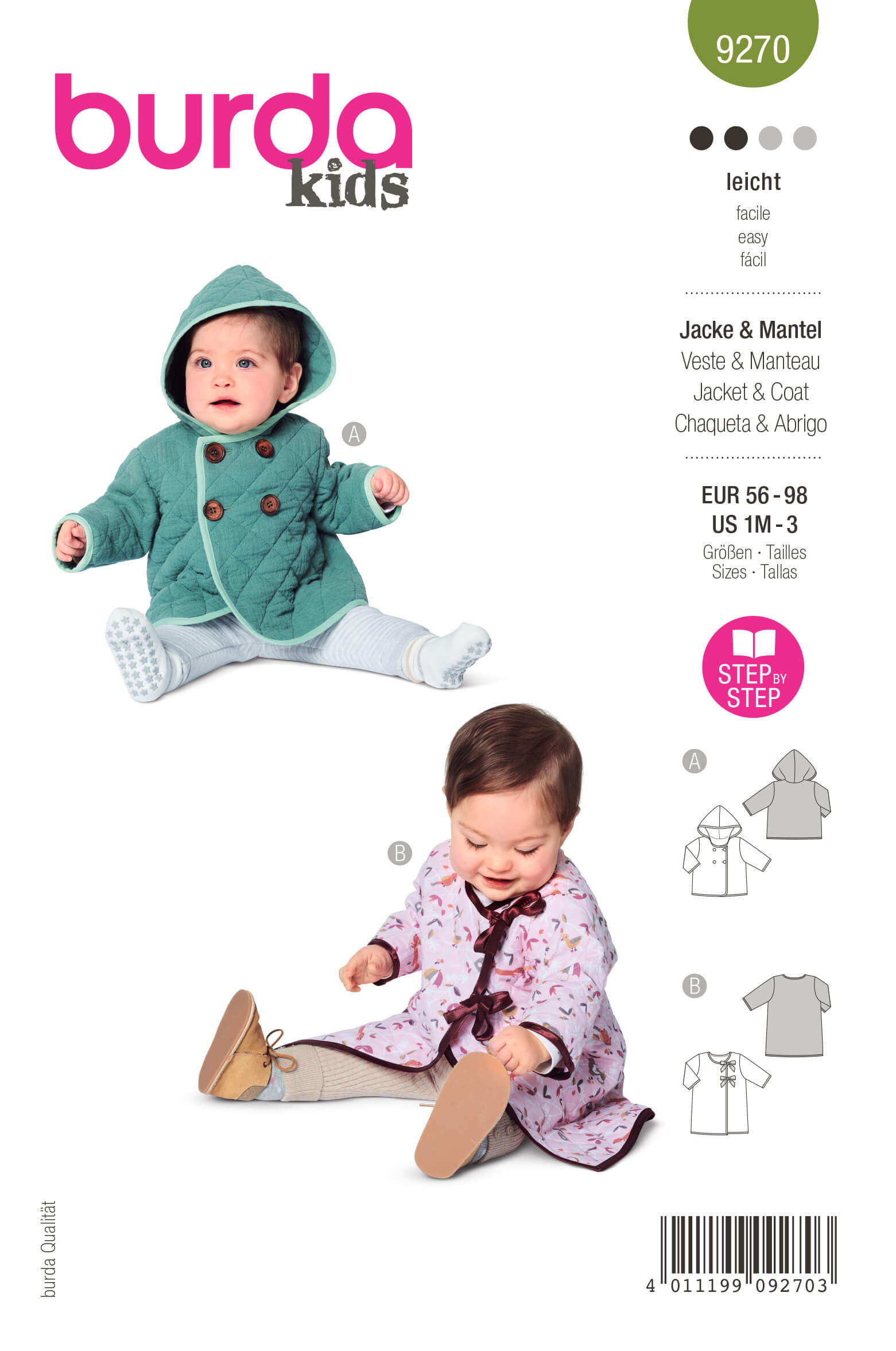 Burda Style Pattern B9270 Babies’ Jacket and Coat