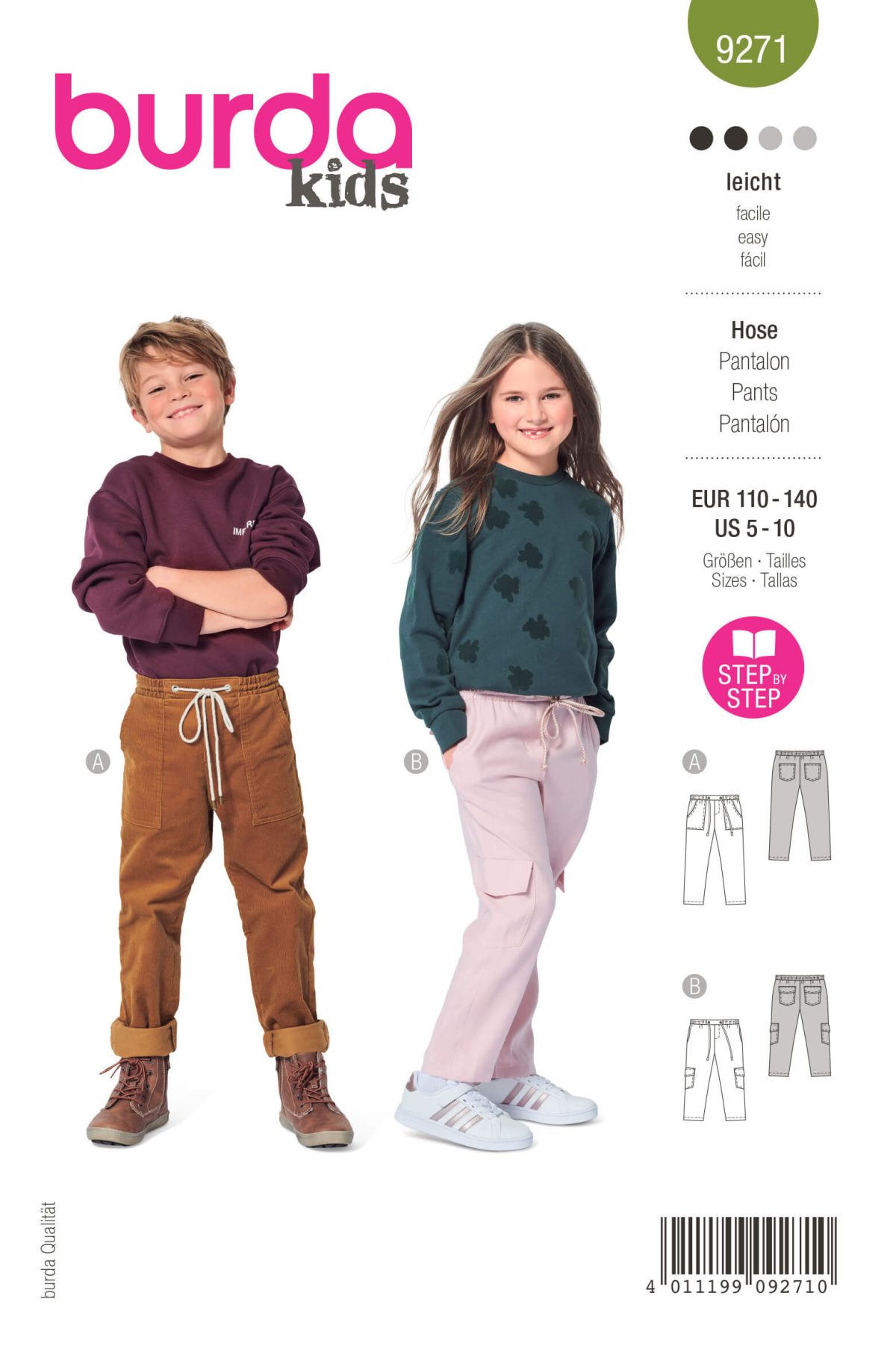 Burda Style Pattern 9271 Children's Pull-on Trousers