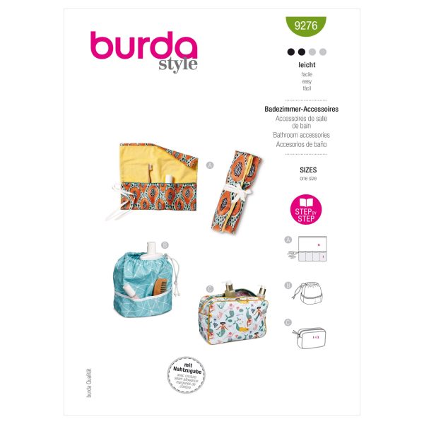 Burda Style Pattern 9276 Cosmetic and Toiletries bags.