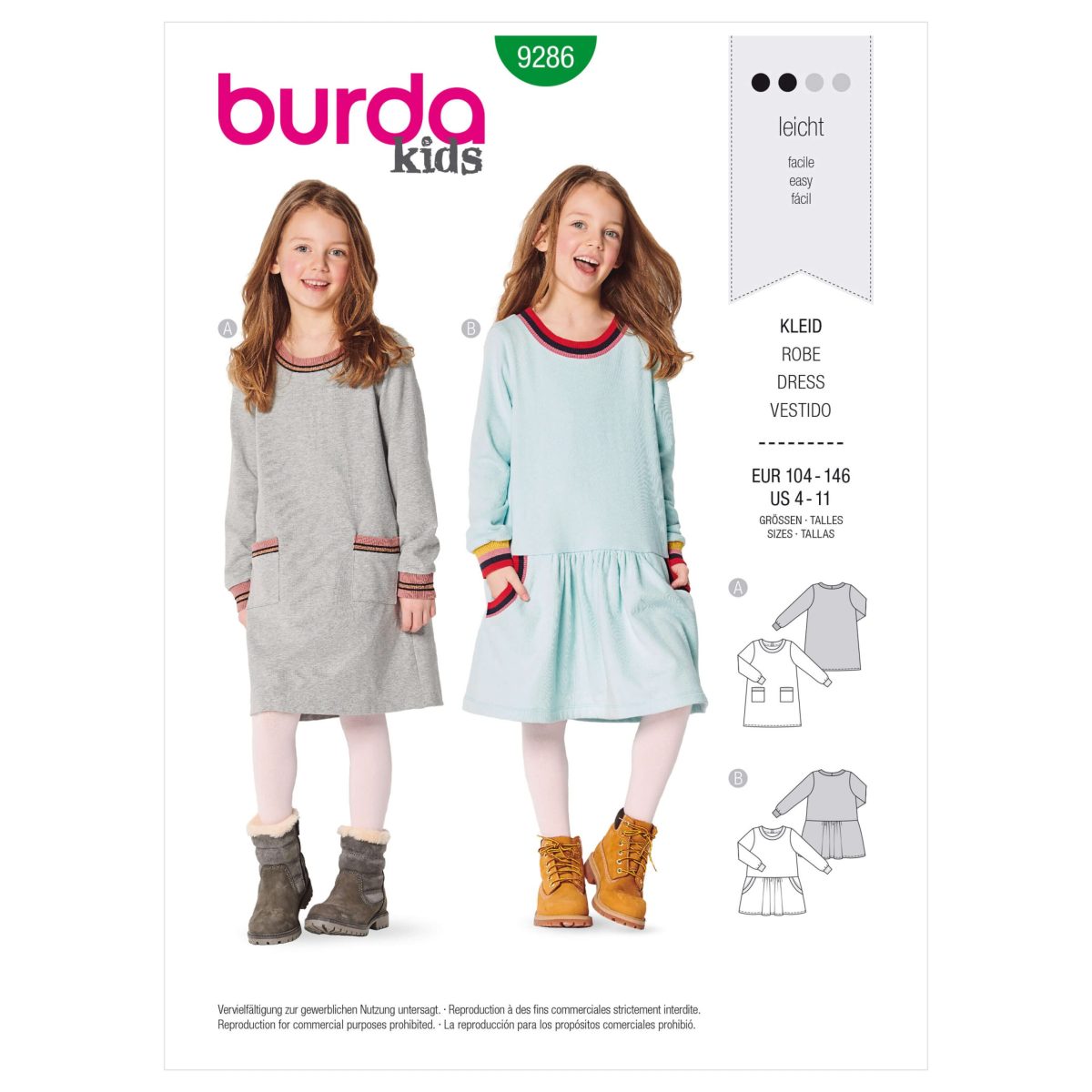 Burda Style Pattern B9286 Girls Dress - Sewdirect