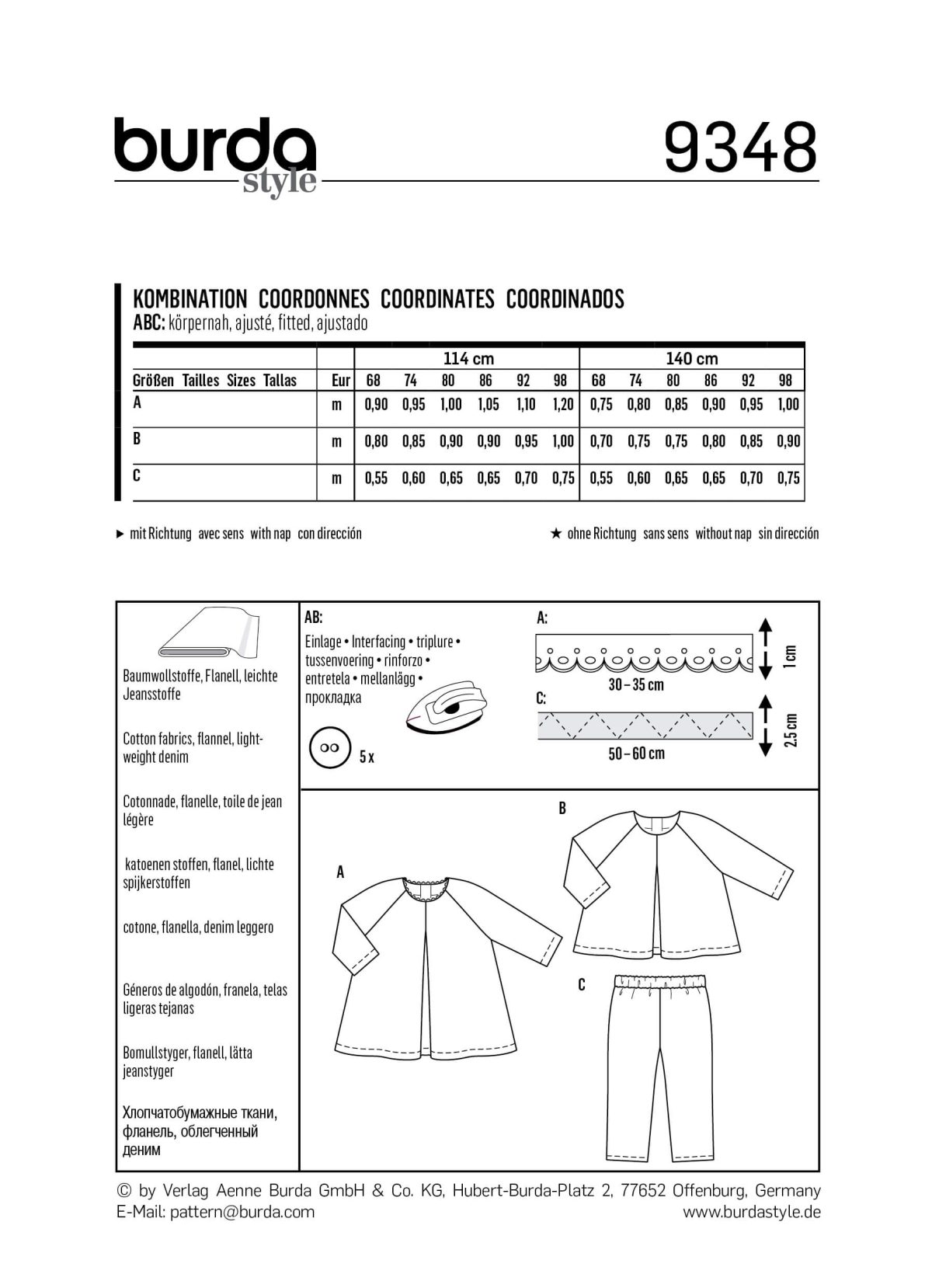 Burda Style Pattern B9348 Baby's Loose Dress