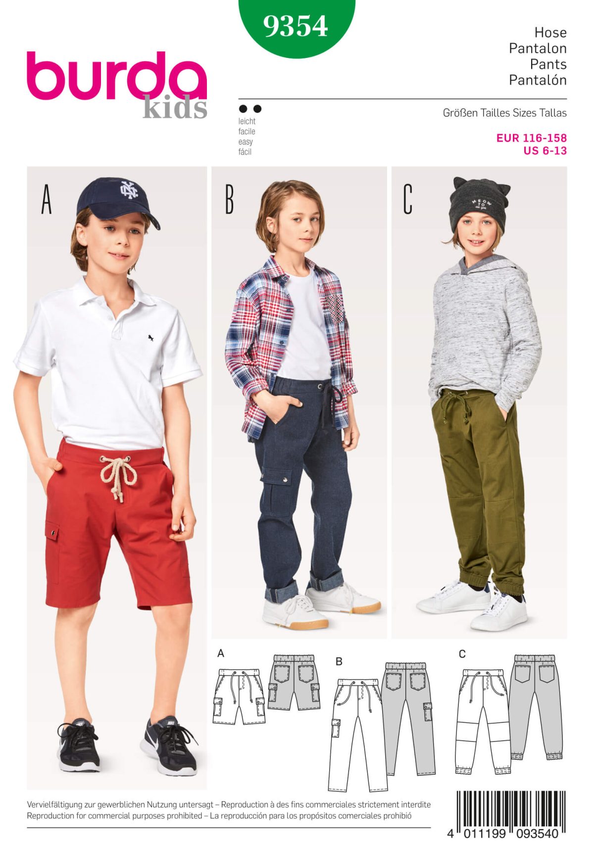 Burda Style Pattern B9354 Girl/Girl Plus Pant and Short