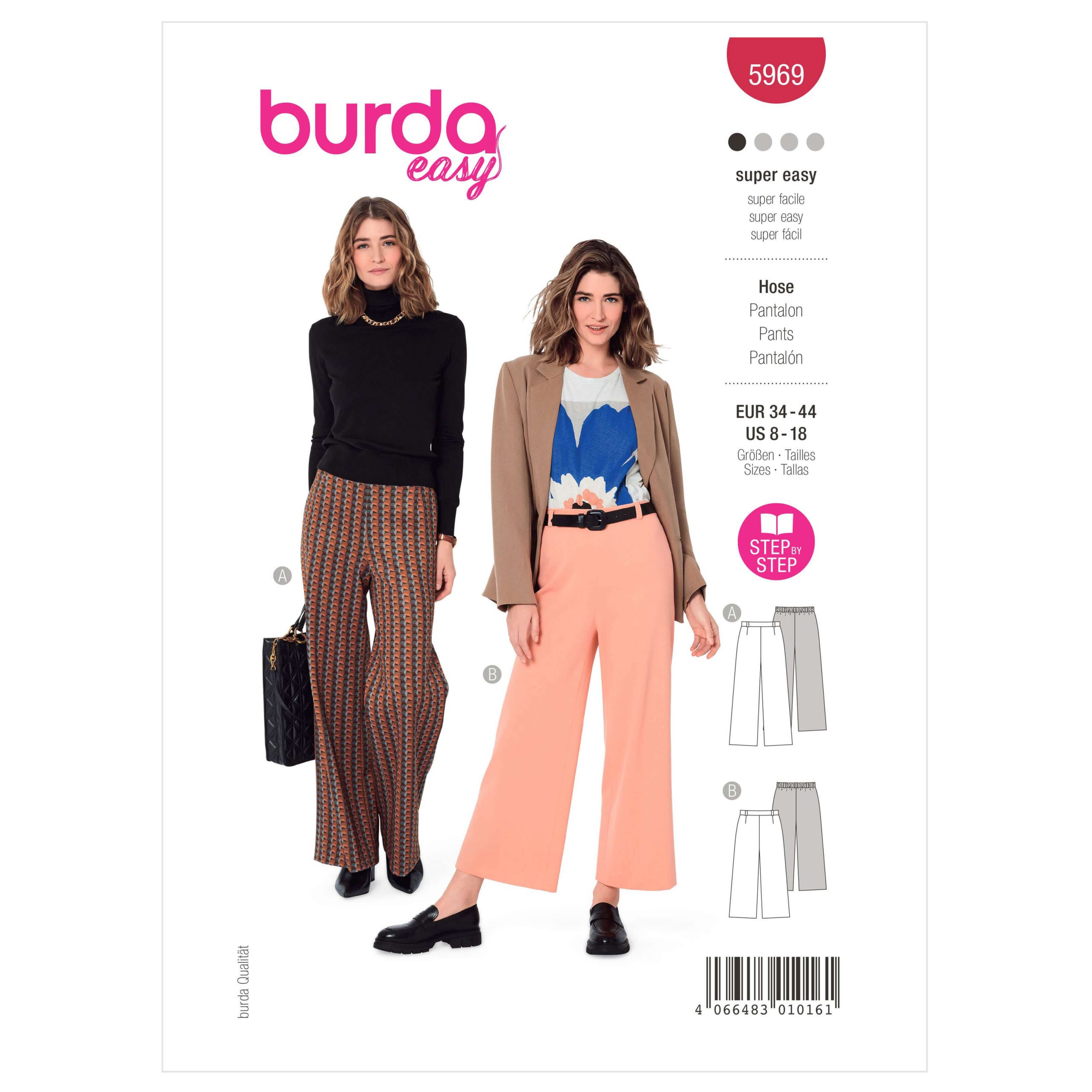Burda Style Pattern B5969 Misses' Wide Leg Trousers