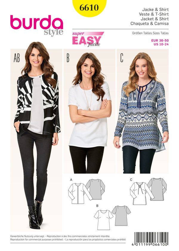 Burda Style Sewing Pattern B6610 Jacket and Shirt