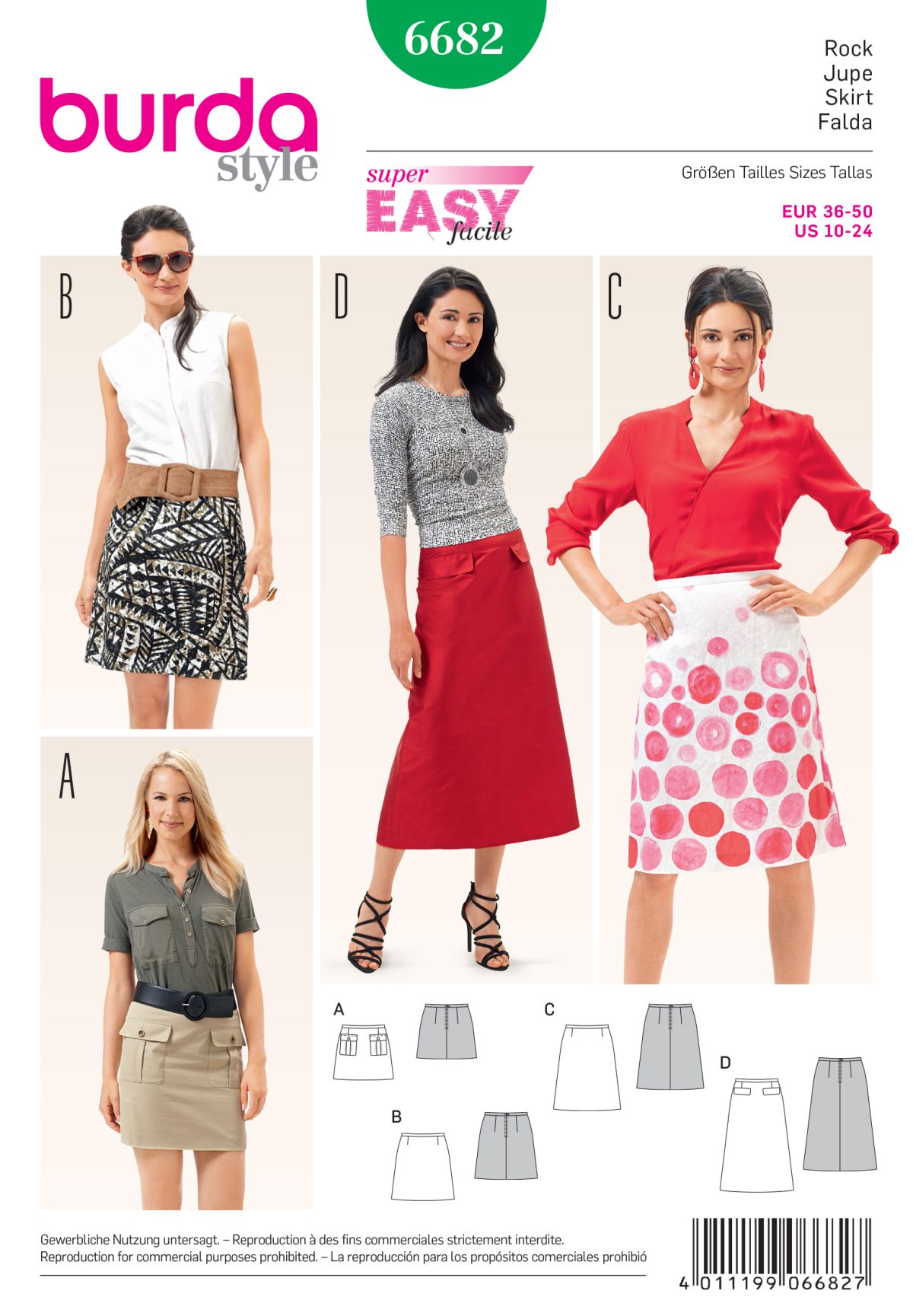 Burda B6682 Women's Skirt Sewing Pattern