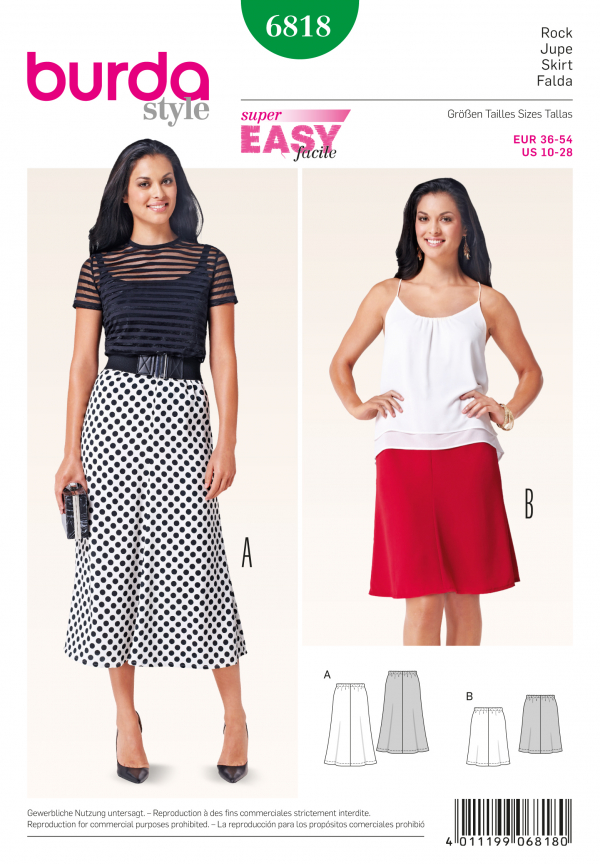 Burda B6818 Skirts Sewing Pattern